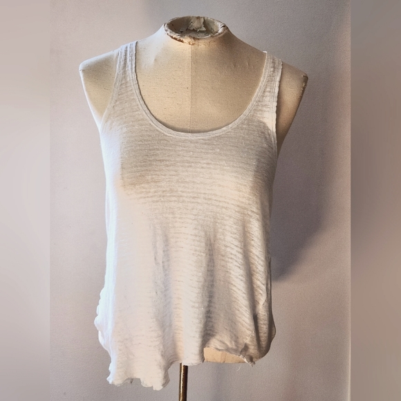 Joe's White 100% Linen T-back Tank Top, OS - Picture 2 of 7